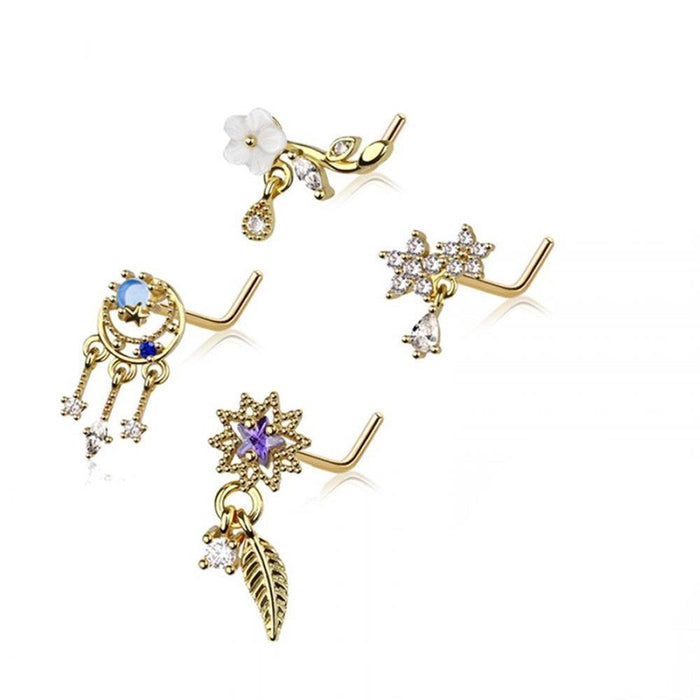 4pc Nose L Bend 20G Dreamcatcher & Stars