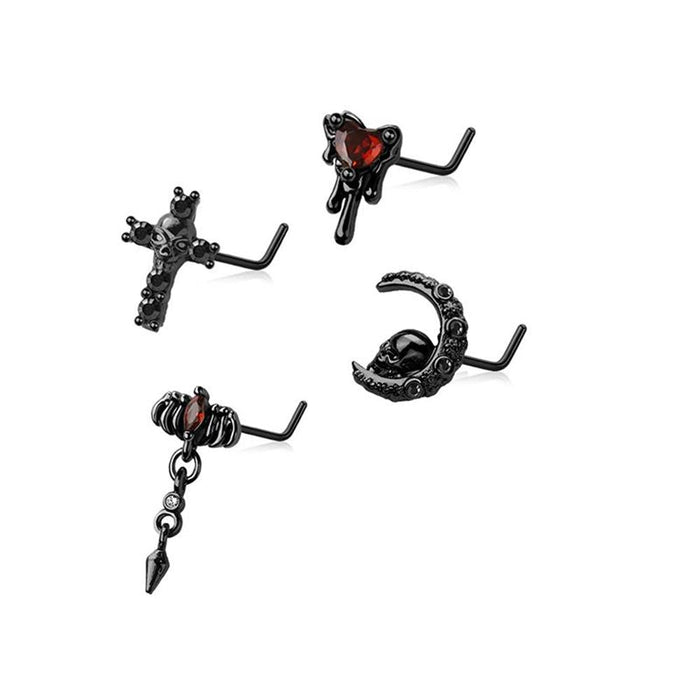 4pc Nose L Bend 20G Gothic Moon