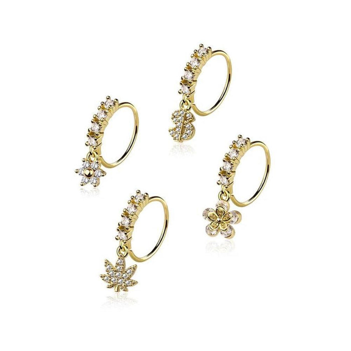 4pc Nose Ring 20G Dollars & Pot Leaf