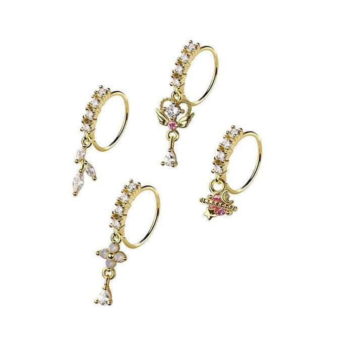 4pc Nose Ring 20G Planet & Wings