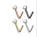 4pc Prong Gem Nose L Bend and Retainer 20G