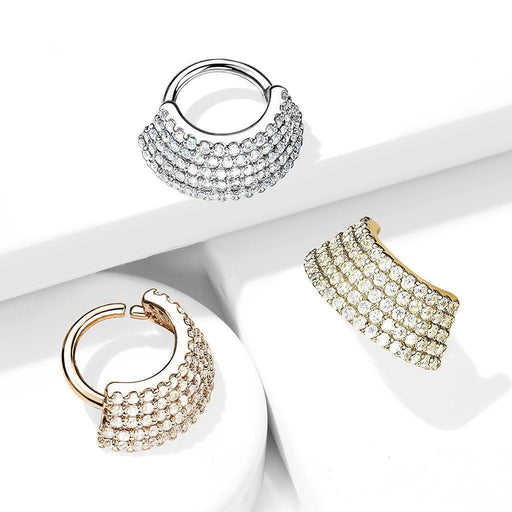 5 Line Paved Twist Ring 16G 8mm