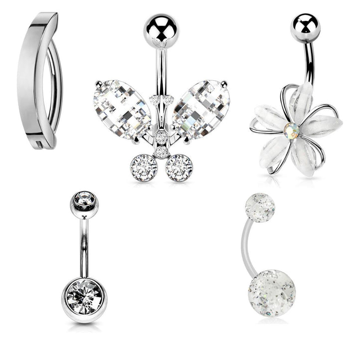 5pc Flower Butterfly Belly Bar Value Pack