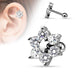 6 Gem Flower Cartilage Bar 16G