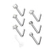 6pc Gem Nose L Bend and Retainer 20G
