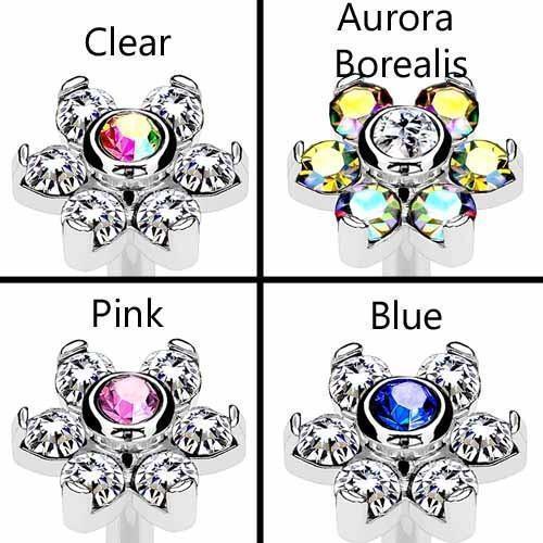 7 Gem Flower Labret 16G