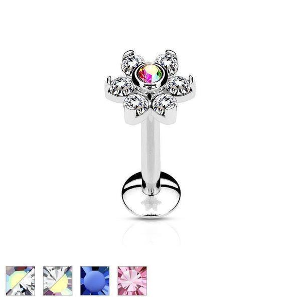 7 Gem Flower Labret 16G