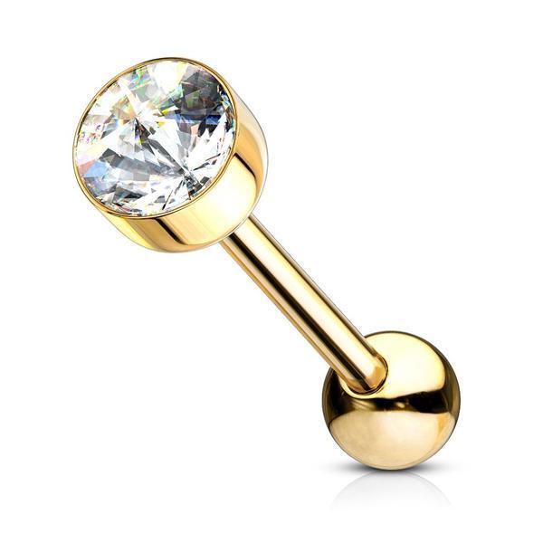 7mm Gem Top Tongue Bar 14G