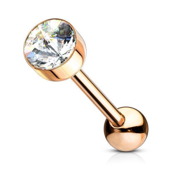 7mm Gem Top Tongue Bar 14G