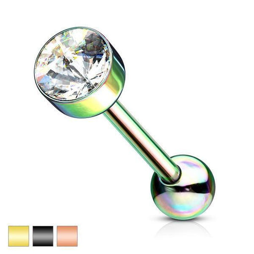 7mm Gem Top Tongue Bar 14G