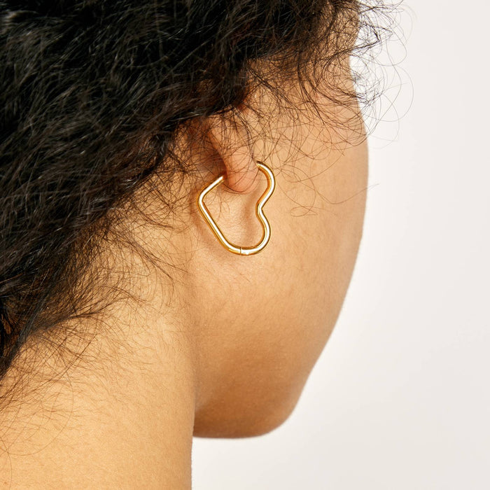 18kt Gold Plated Heart Huggies Earrings