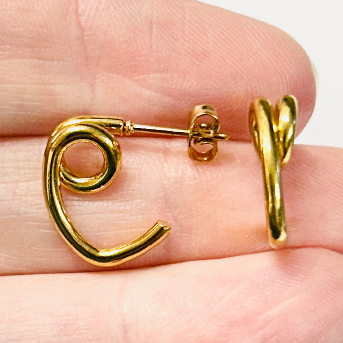 18kt Gold Plated Spiral Heart Earrings