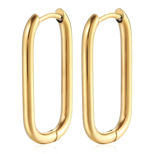 Gold hoop earrings on a white background