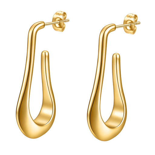 Gold hoop earrings on a white background