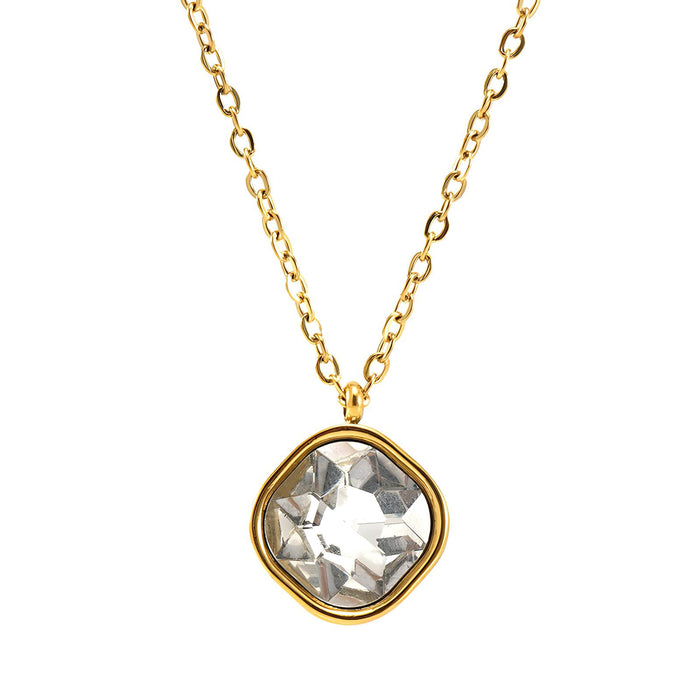 18kt Gold Plated Square Gem Necklace