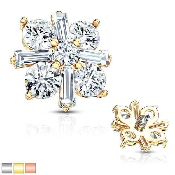 8mm Princess Cut X Dermal Top 14G