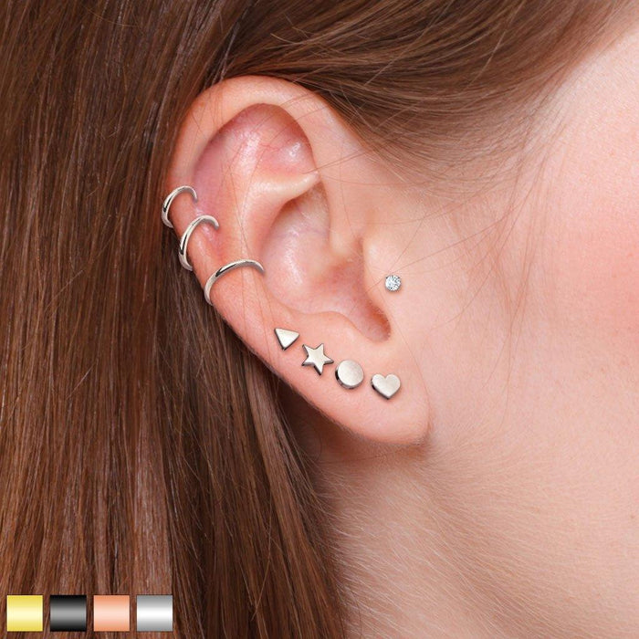 8pc Cartilage Bar and Ring Pack 16G