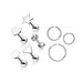 8pc Cartilage Bar and Ring Pack 16G