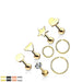 8pc Cartilage Bar and Ring Pack 16G