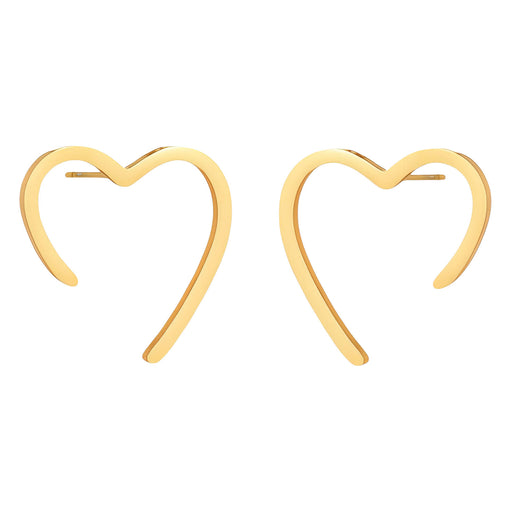 Gold heart-shaped earrings on a white background