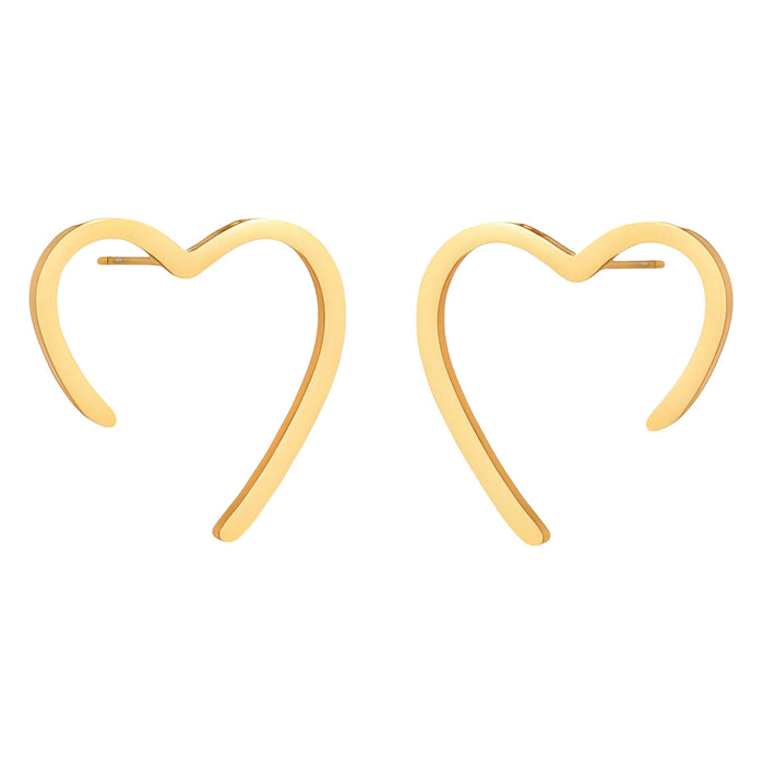 Gold heart-shaped earrings on a white background