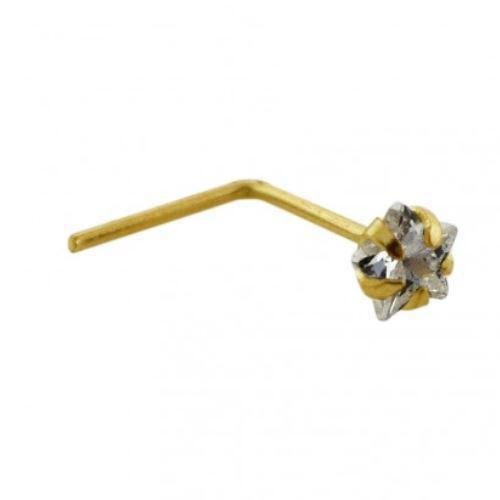 9kt Yellow Gold Gem Star Nose L Bend 22G-My Body Piercing Jewellery