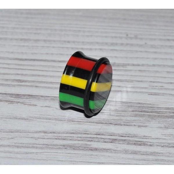 Acrylic Rasta Single Flare Plug 8G-22mm