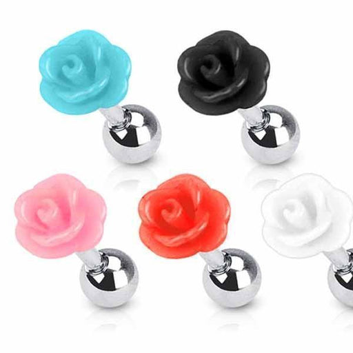 Acrylic Rose Cartilage Bar 16G