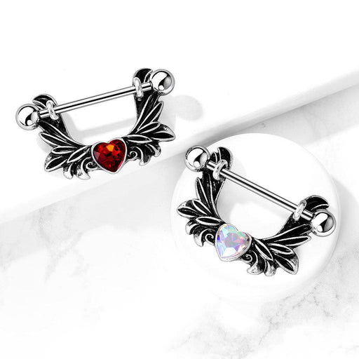 Angel Wings Heart Nipple Dangle 14G 14mm