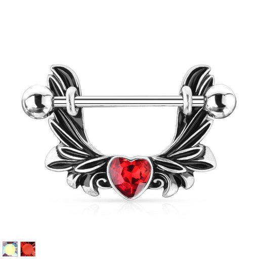 Angel Wings Heart Nipple Dangle 14G 14mm