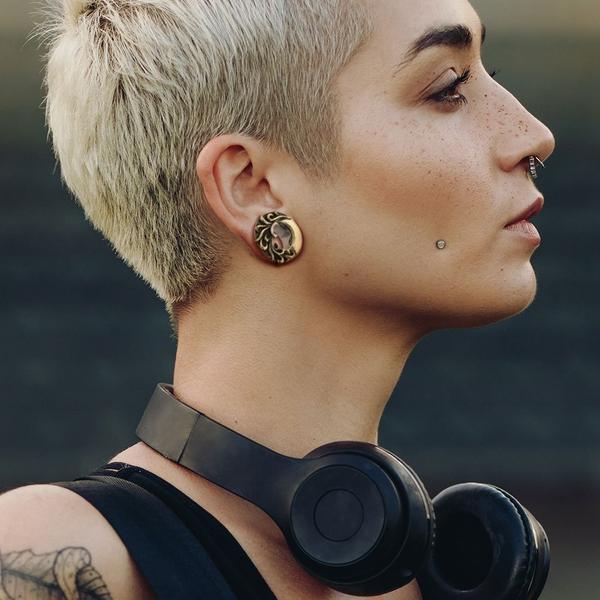 Antique Gold Swirls Tunnel 10mm-16mm