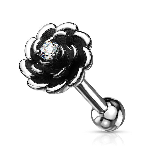 Antique Silver Gem Rose Cartilage Bar
