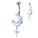 Aurora Moon Star Dangle Belly Bar 14G