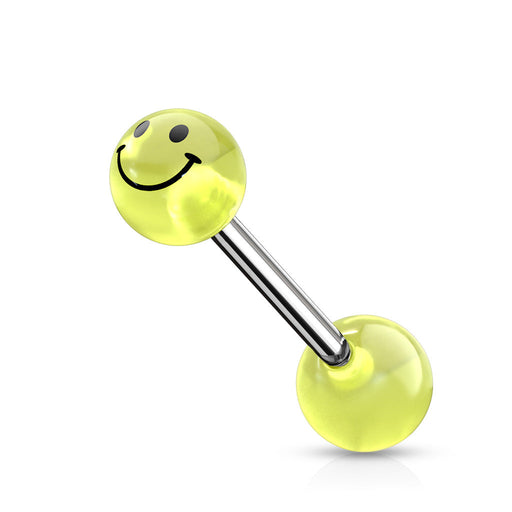 Tongue Bar with smiley face design on a white background