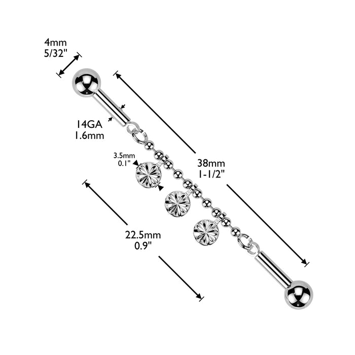 Flower Disc Connector Industrial Bar 14G