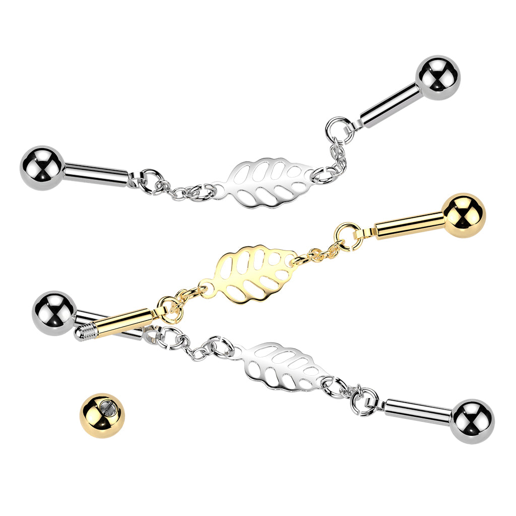 Leaf Chain Industrial Barbell 14G | Totally Pierced