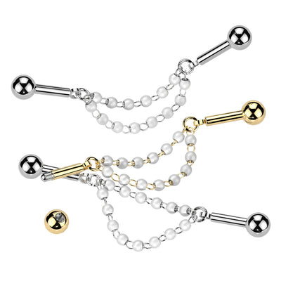 Double Pearl Connector Industrial Bar 14G