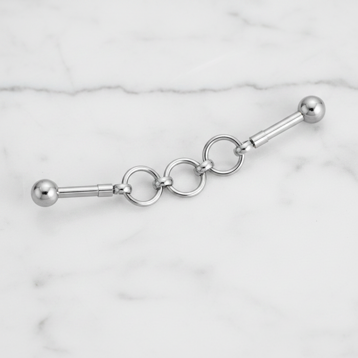 Triple Ring Connector Industrial Bar 14G