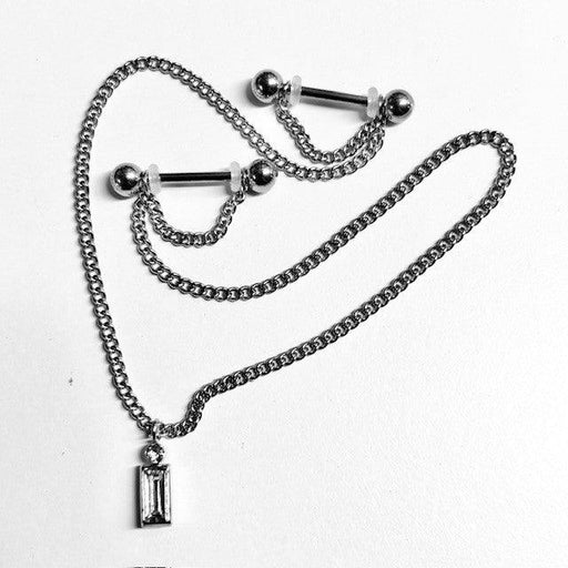 Baguette Gem Nipple Chain