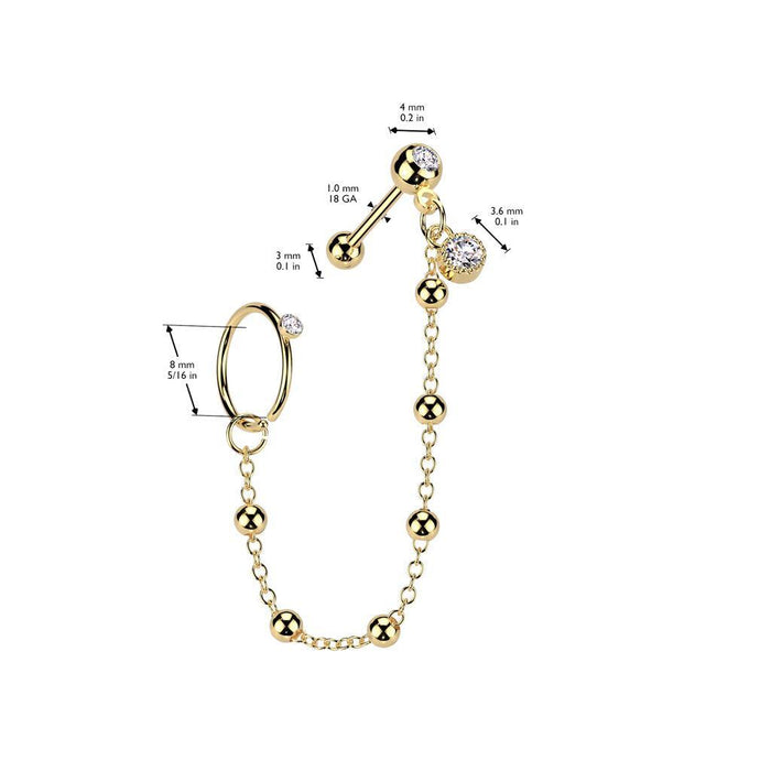 Bead Chain Ring & Cartilage Bar 18G