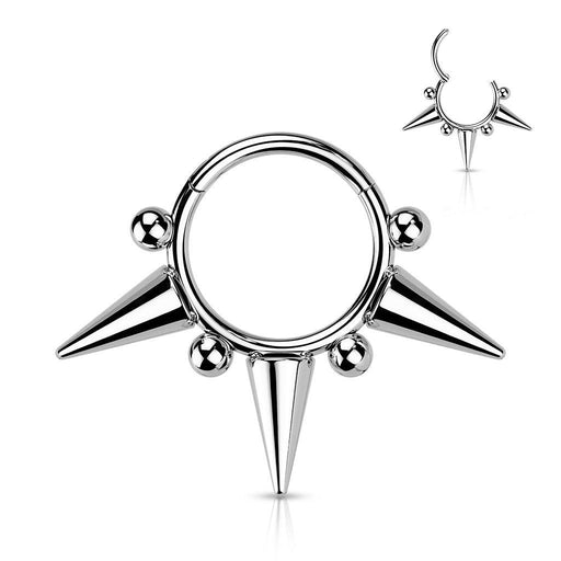 Bead Spike Hinged Ring 16G