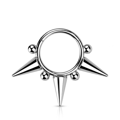 Bead Spike Hinged Ring 16G