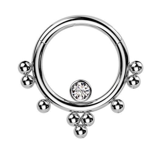 Beaded Gem Hinged Ring 16G