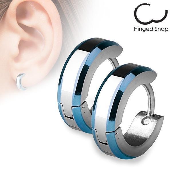 Beveled Edge Huggies Earrings Pair