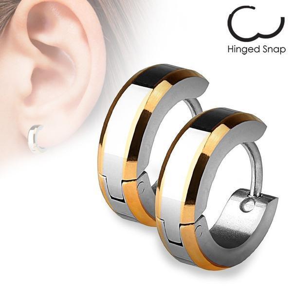 Beveled Edge Huggies Earrings Pair