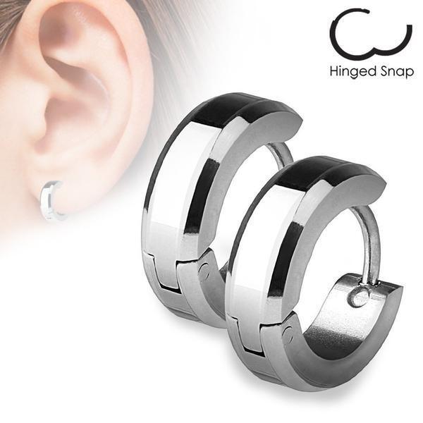 Beveled Edge Huggies Earrings Pair