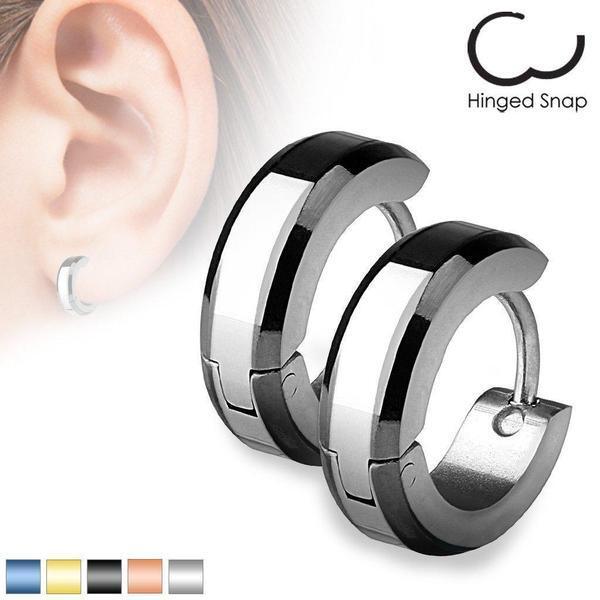 Beveled Edge Huggies Earrings Pair