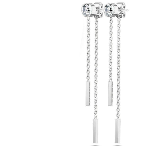 Bezel Gem Chain Earrings Pair