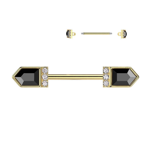 Black Baguette Nipple Bar 14G