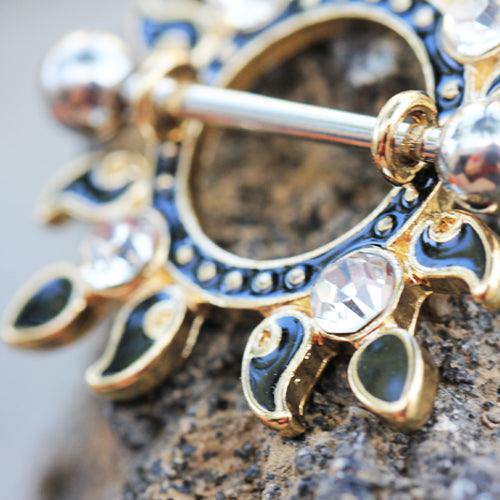 Black & Gold Nipple Shield 14G (Single)